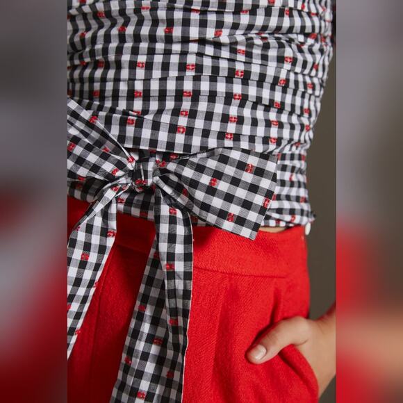 Dolan Left Coast Gingham Puff-Sleeve Shirt L - Picture 3 of 5